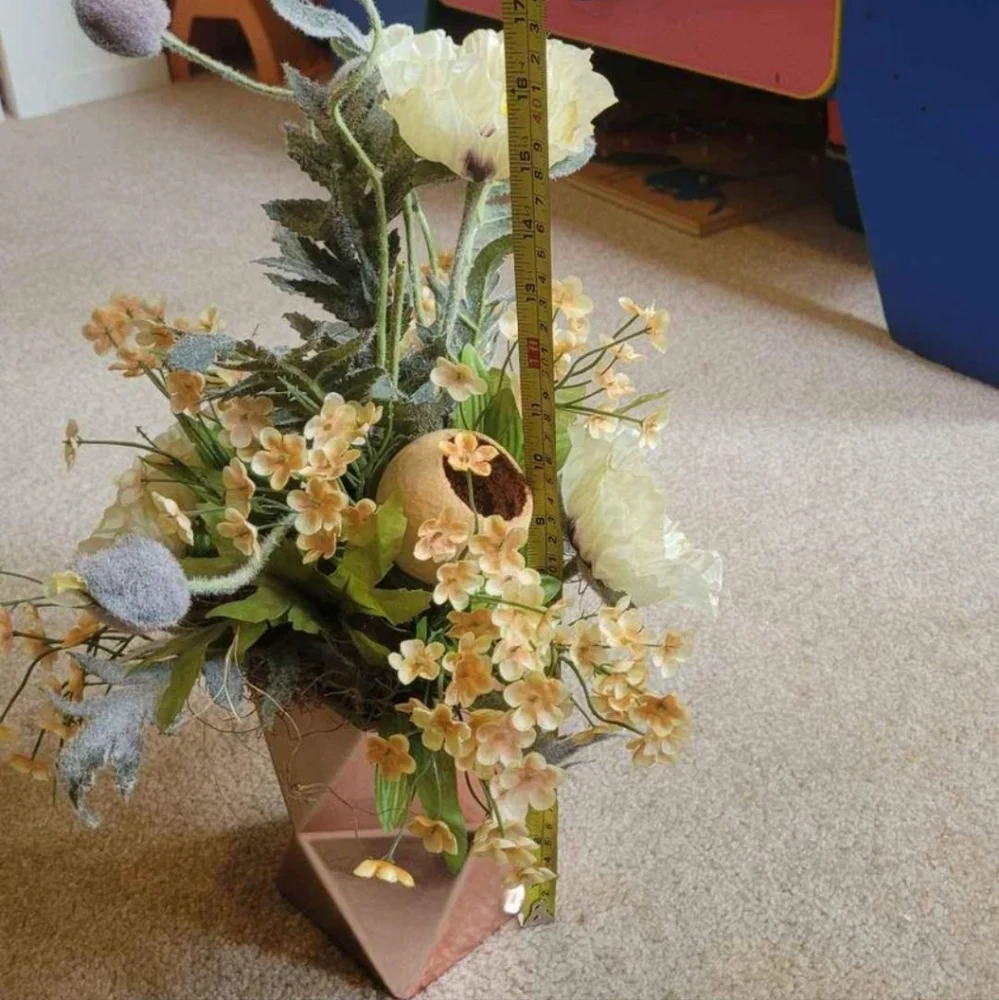 faux flower baquet with rose gold vase - Iceland poppy, primula - artificial flo